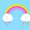Two Clouds and Rainbow Background