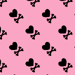 Black and Pink Heart Skull MySpace Layout