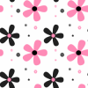 Pink and Black Flowers On White Background