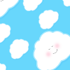 Cute Blue and White Smiling Cloud Background
