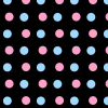 Pink and Blue Polka Dot on Black Background